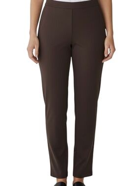 Susan Graver Liquid Knit Pants Brown Straight Leg Pull On Stretch XLT